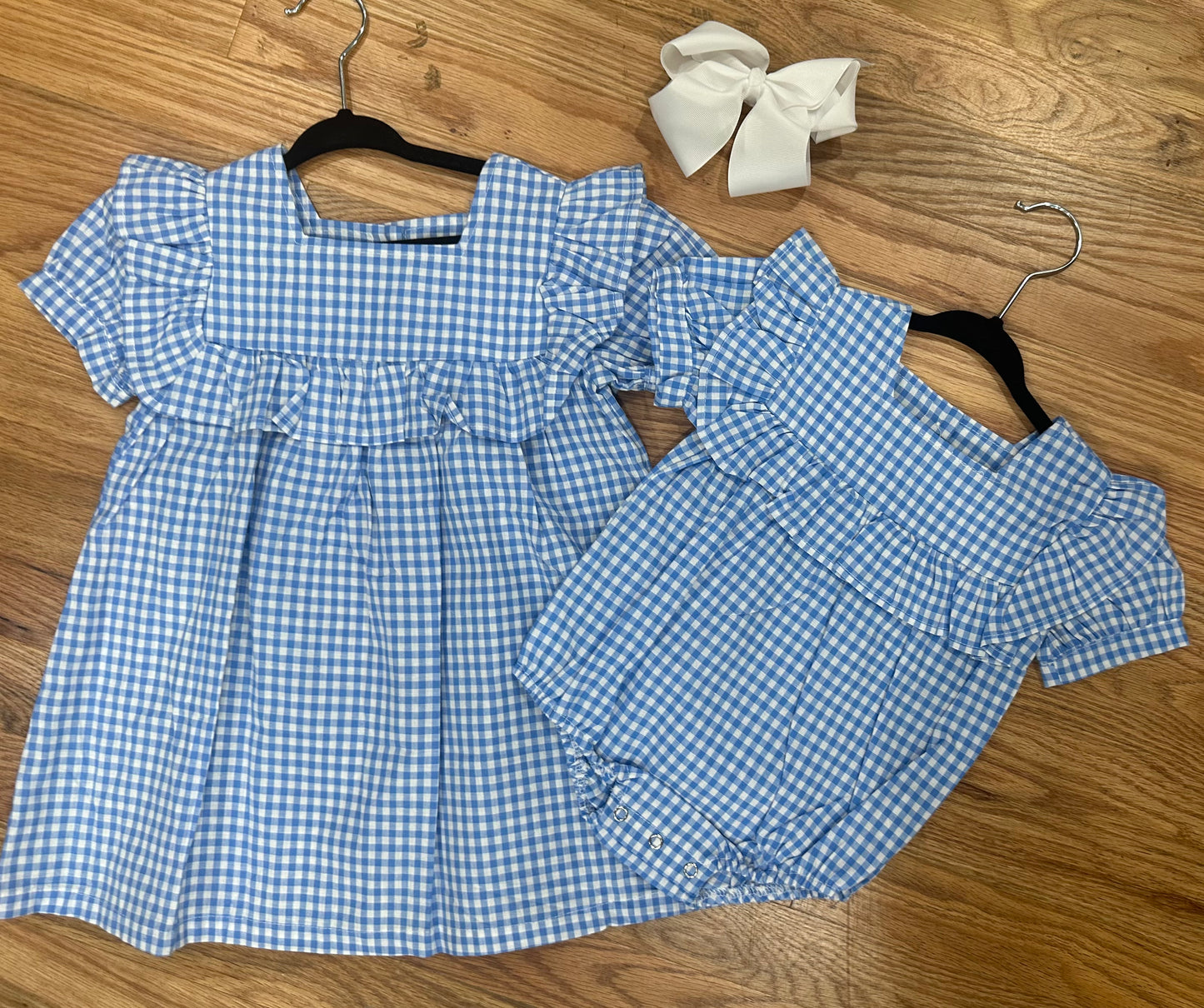 Blue gingham dress