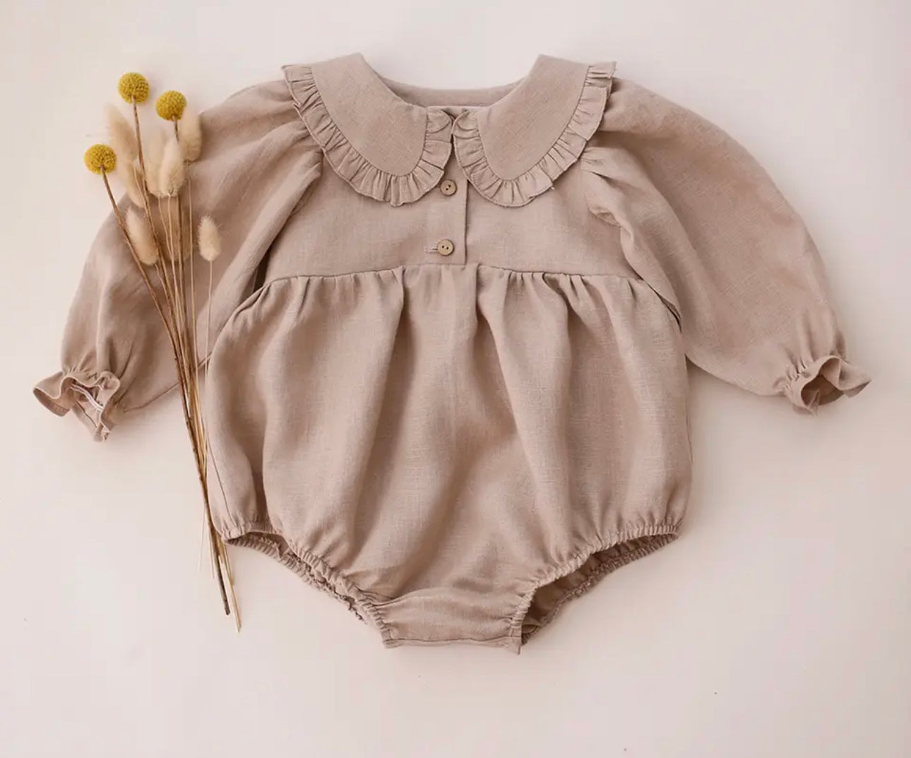 Khaki ruffle bubble