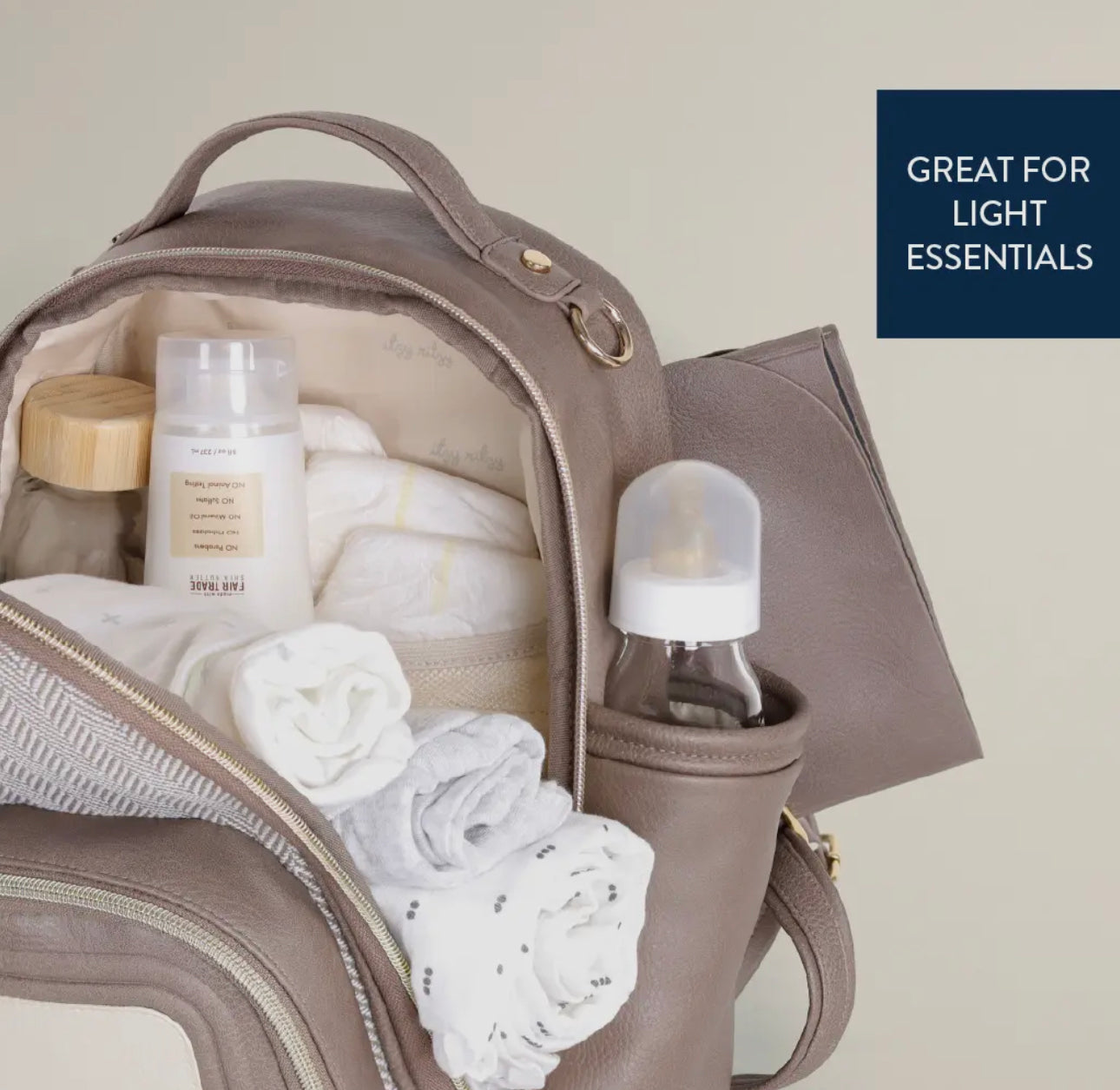 Itzy Ritzy Vanilla Latte Mini plus backpack diaper bag