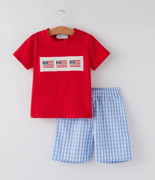 Smocked flag boys set