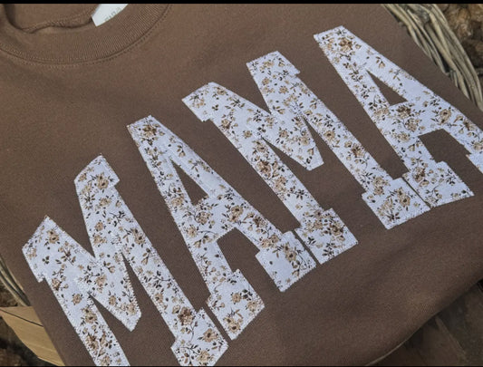 Brown floral MAMA applique