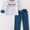 Boys blue French knot turkey set