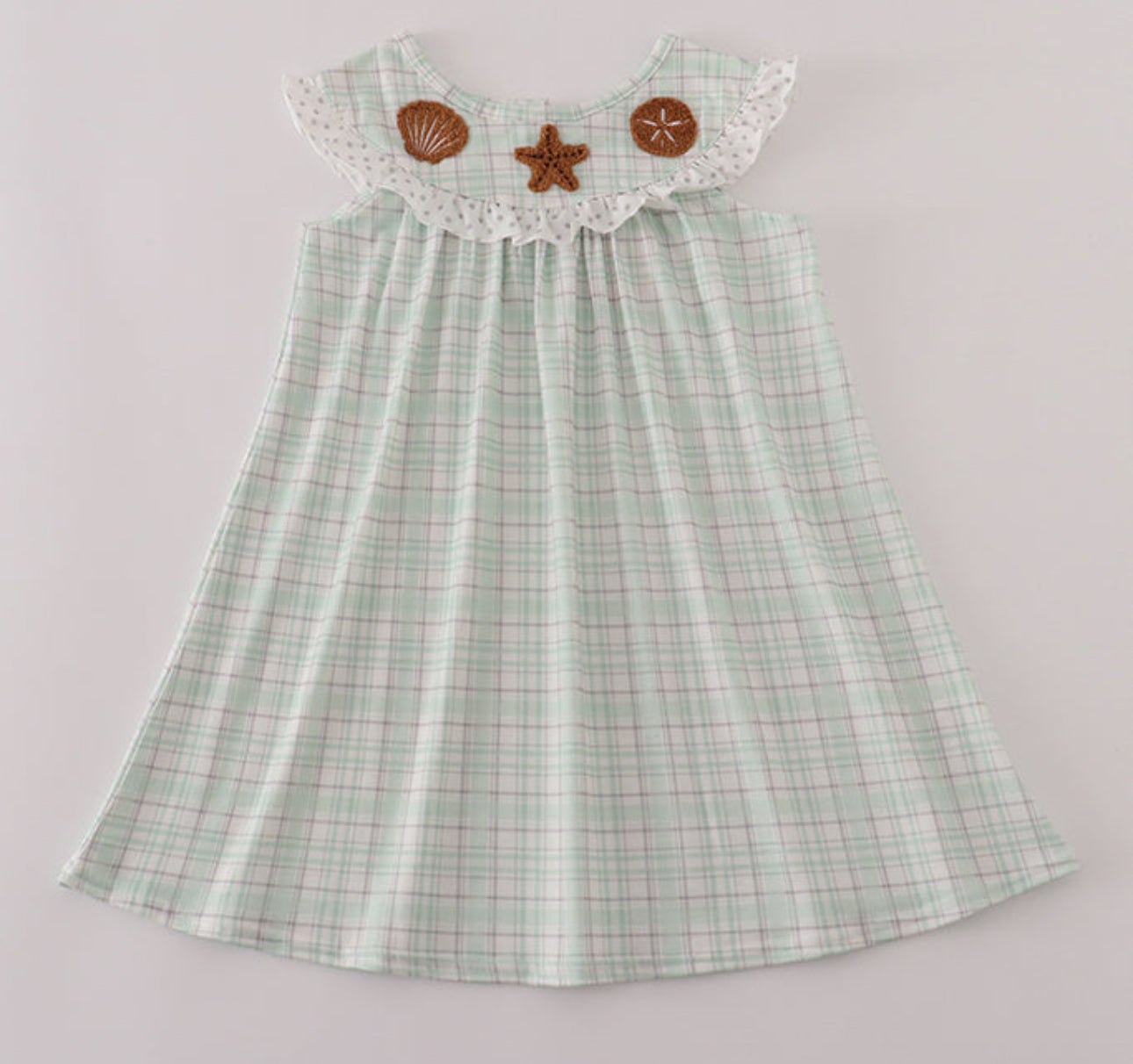 Green seashell girls dress