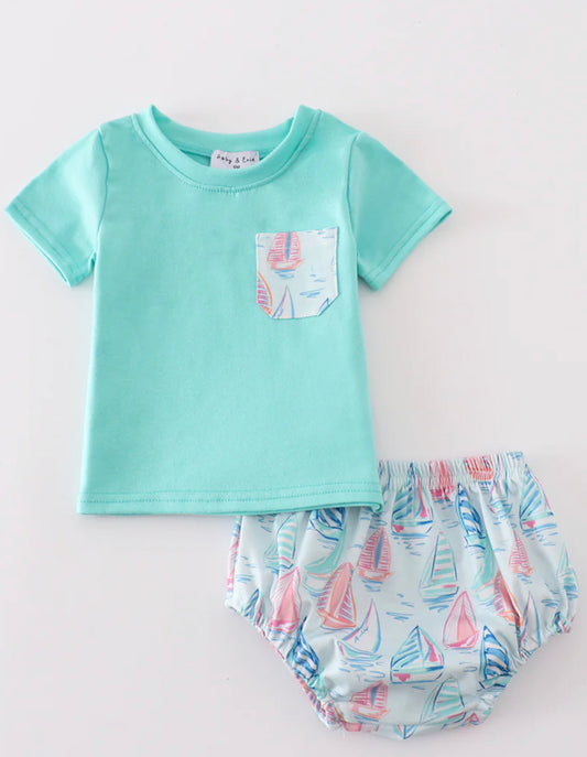 Boys bloomer sailboat set