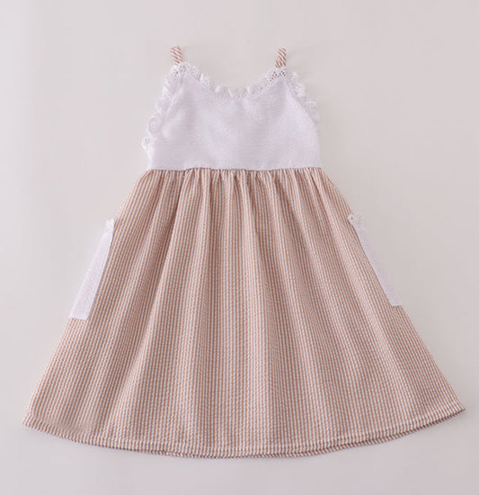 Brown seersucker dress