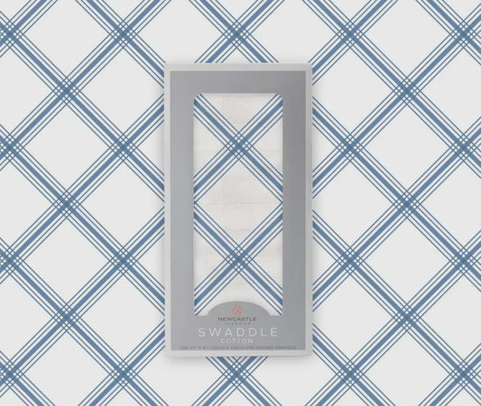 Blue buffalo check bamboo swaddle
