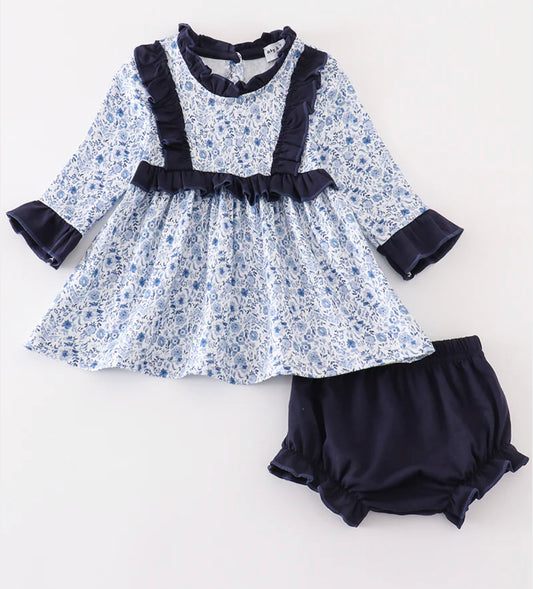 Blue floral bummie set - MAMA + ME set