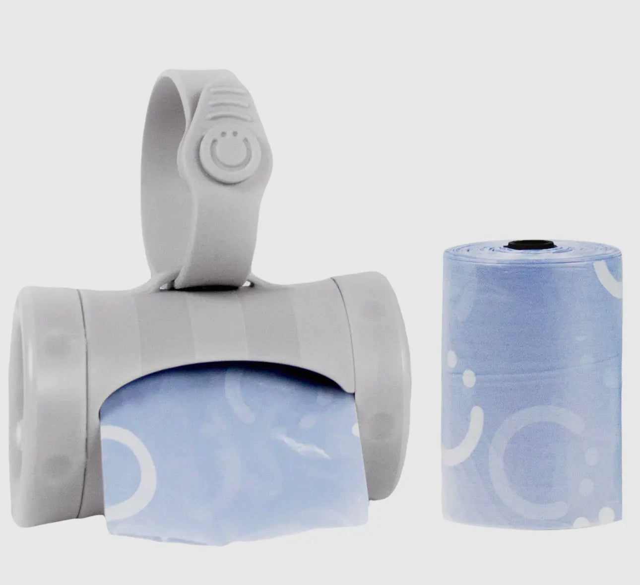 Grey Ubbi on the go bag dispenser with bags