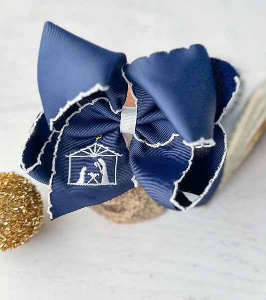 Navy Nativity bow