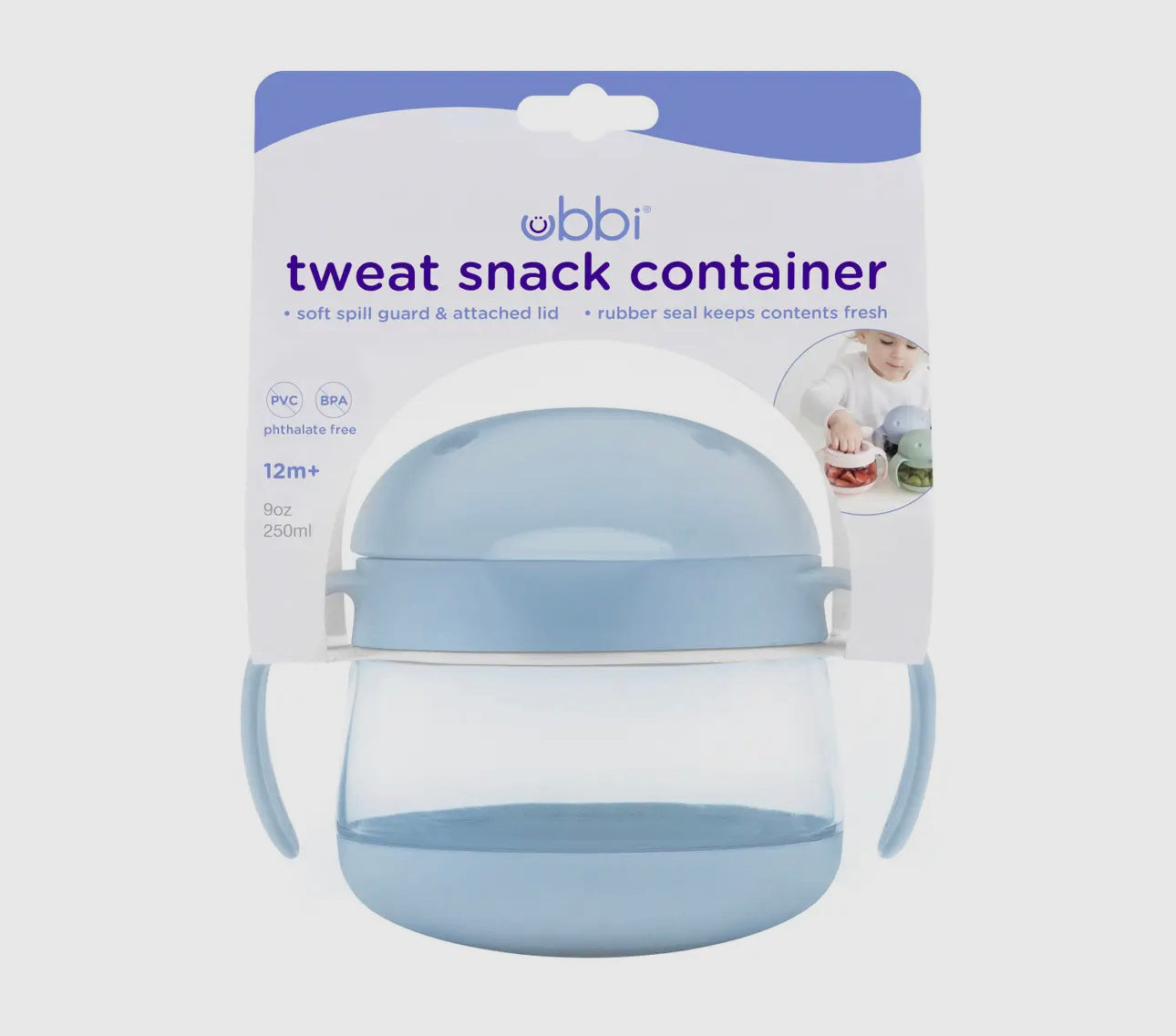 Ubbi snack container with lid - blue