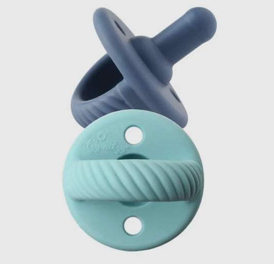 Itzy ritzy pacifier set egg blue + navy