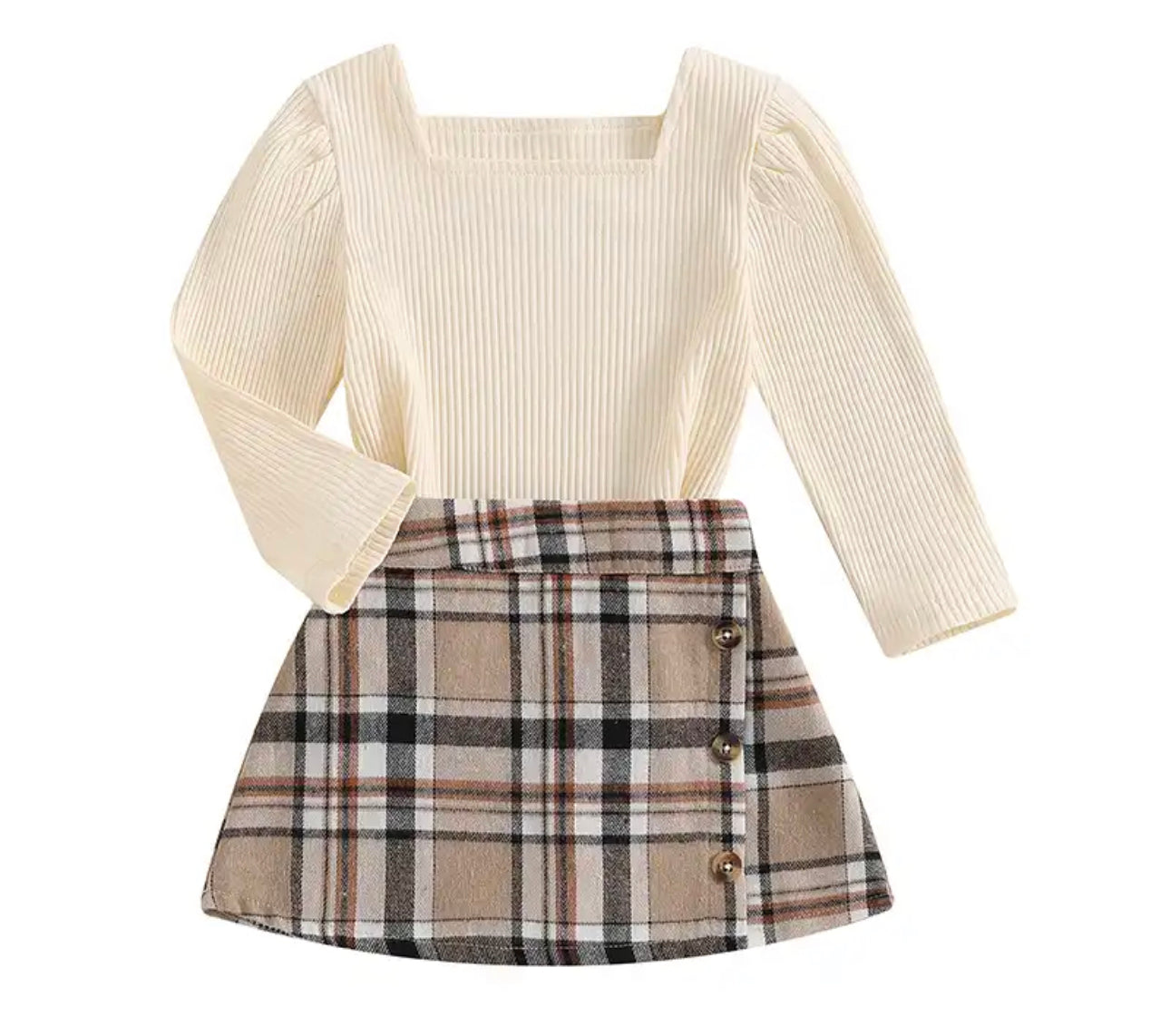 Girls plaid skirt set