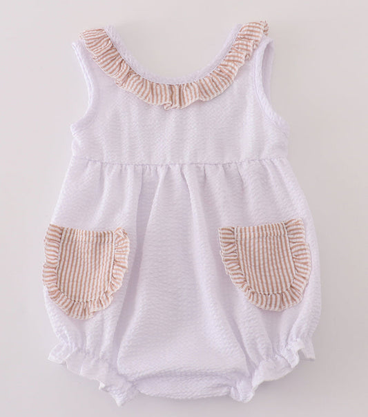Brown/white seersucker ruffle bubble