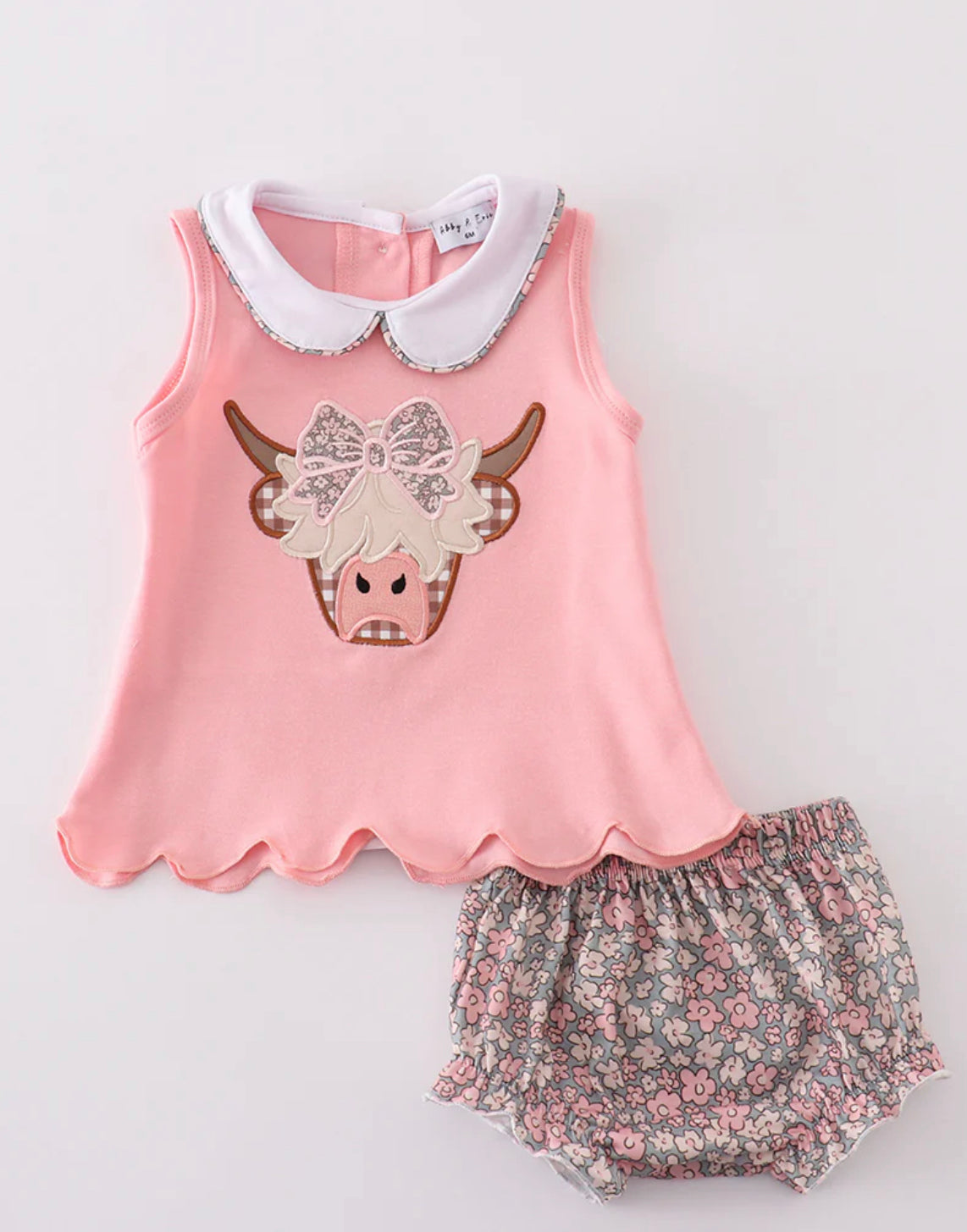 Highland cow girls bloomer set