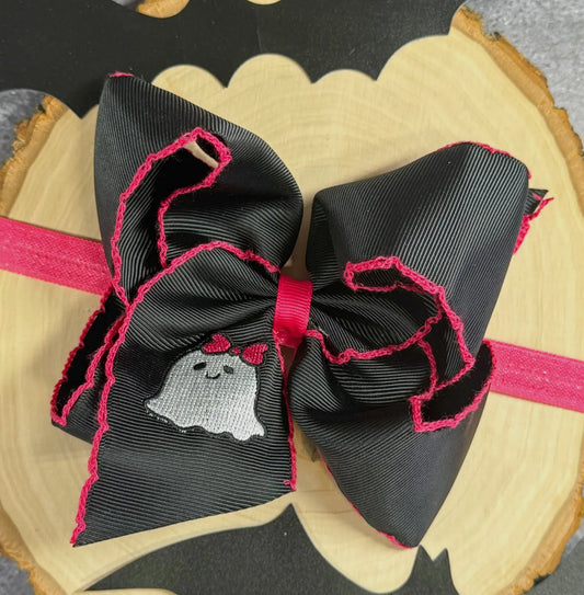 Ghost moonstitch headband bow headband