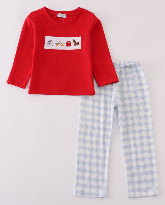 Farm plaid pant set