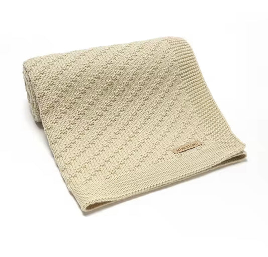Khaki textured knit blanket