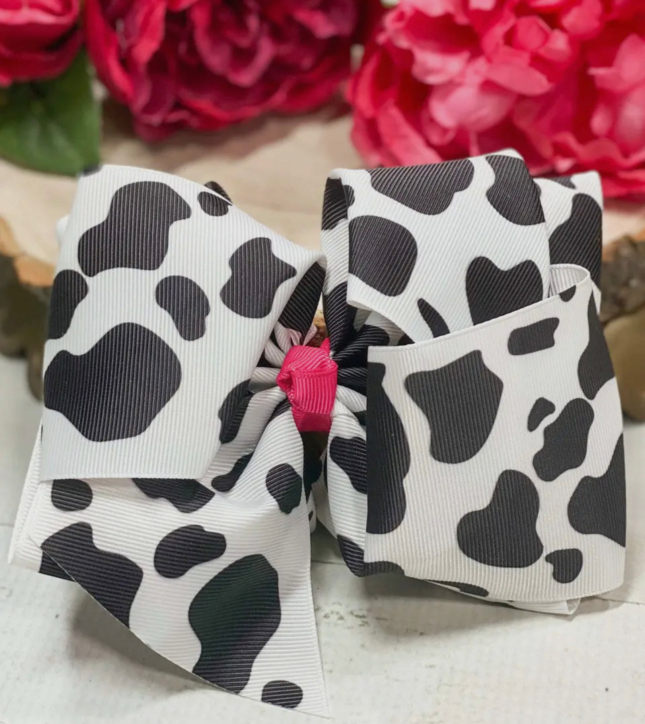 Cow print texas size bow