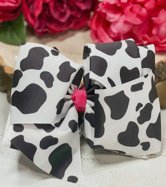 Cow print texas size bow