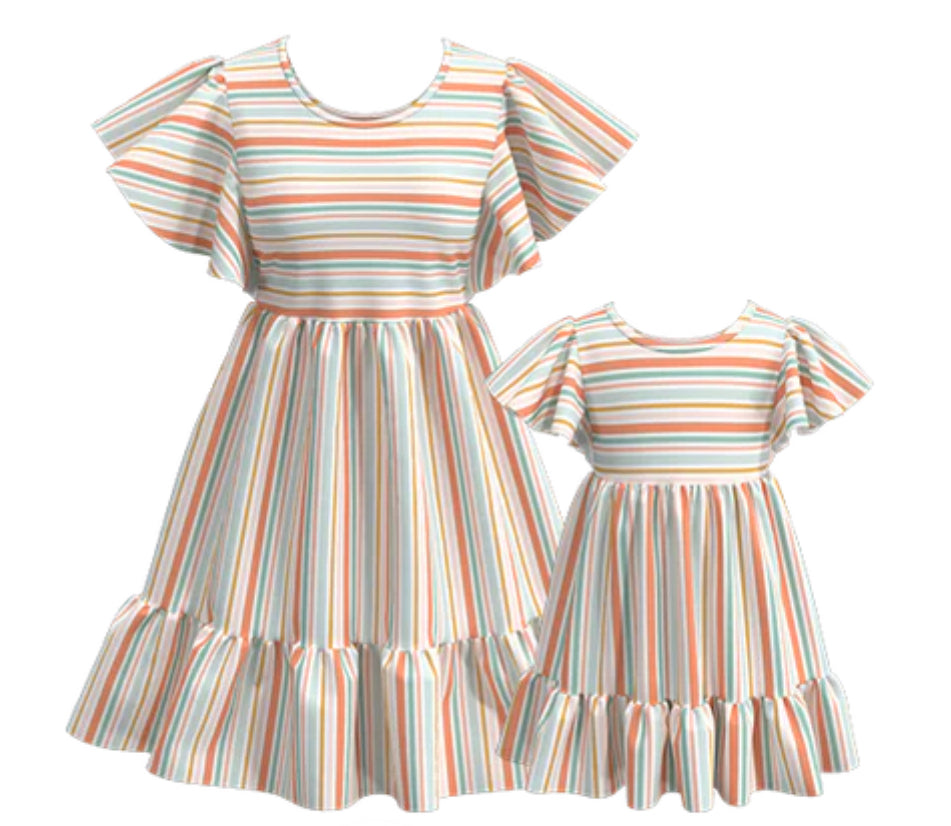 Mama + mini striped dress (GIRLS)