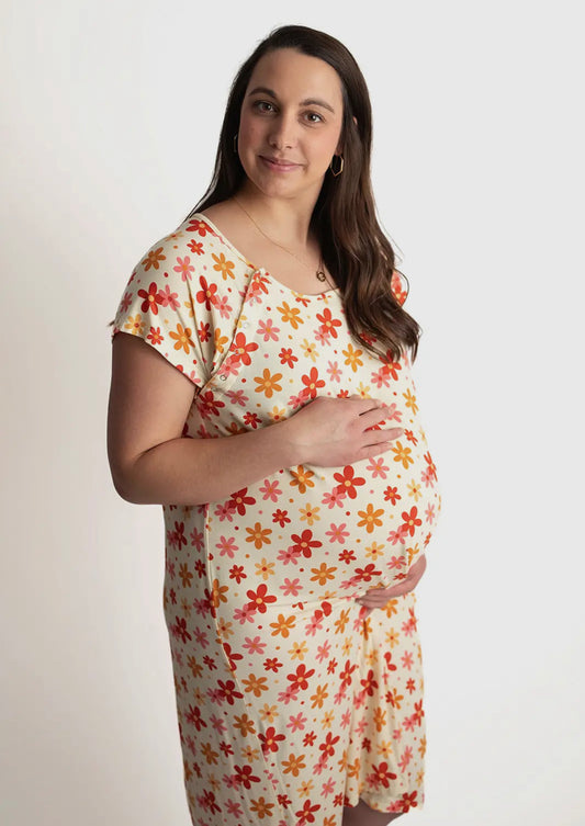 Groovy flowers labor gown