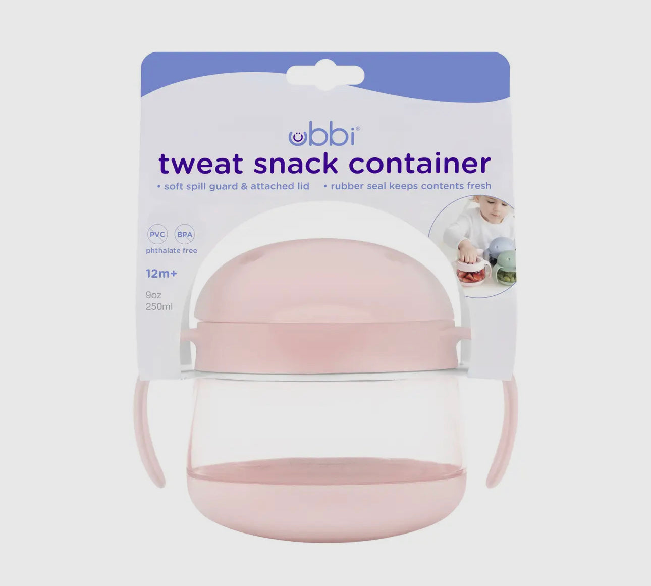 Ubbi snack container with lid - pink