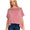 Ribbed striped oversized short sleeve top - burgundy