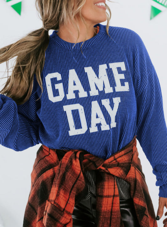 Game day blue corded top