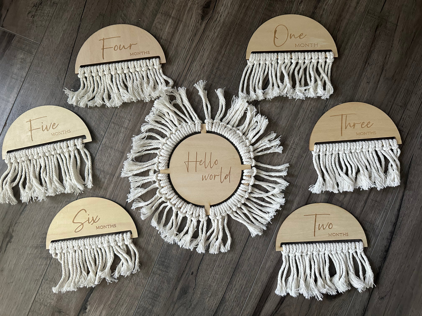 Milestone wood tassel plaques