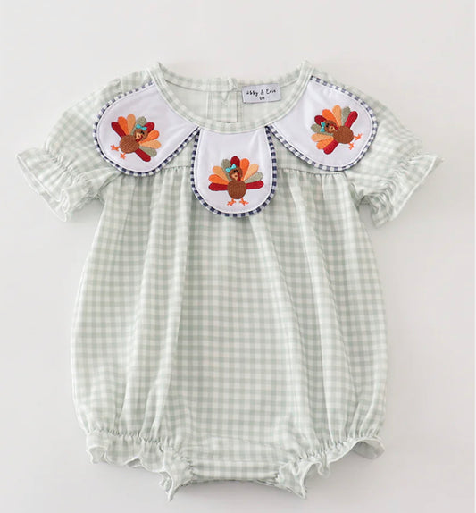 Sage gingham girls bubble