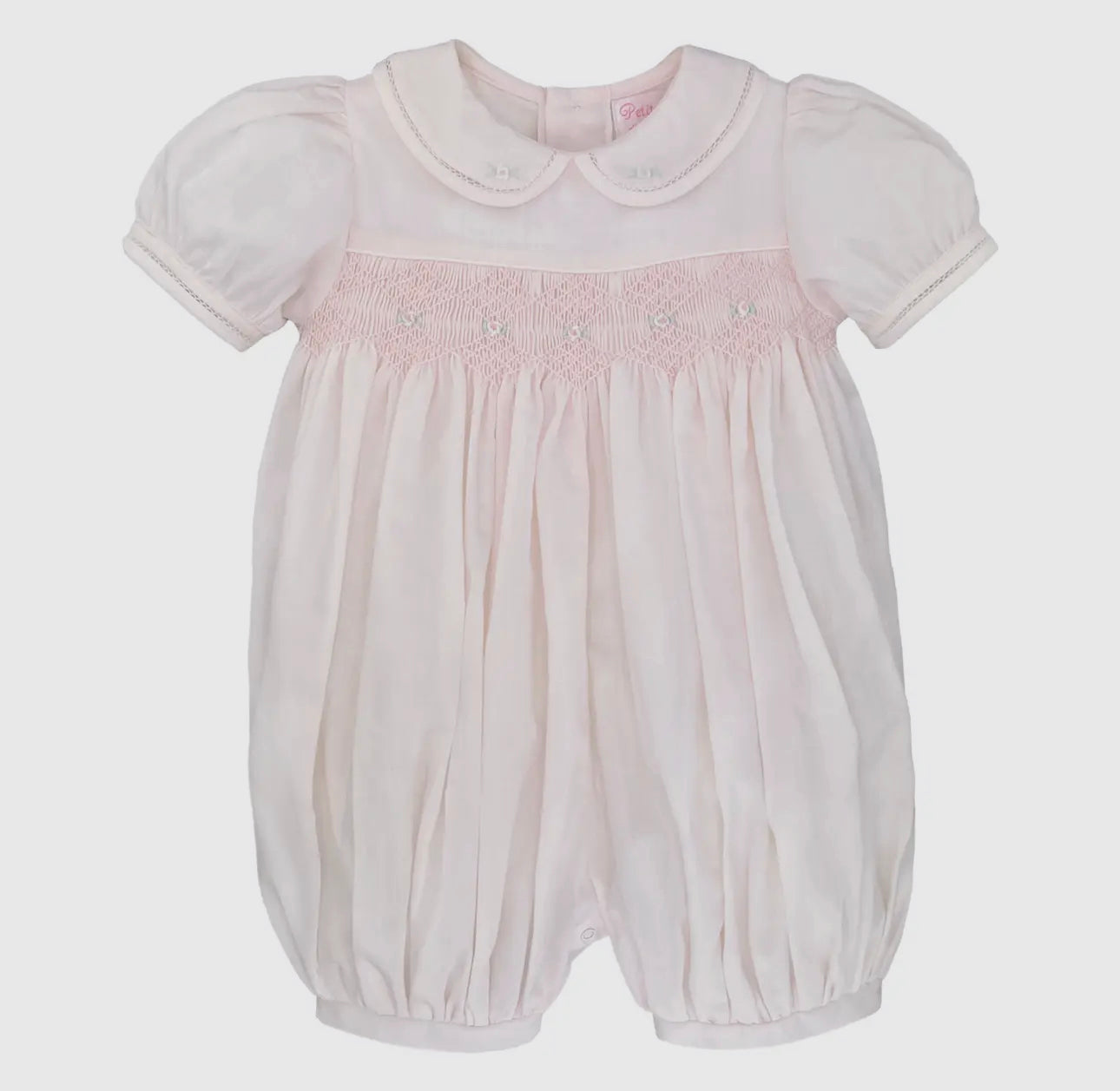 Pink smocked French bubble