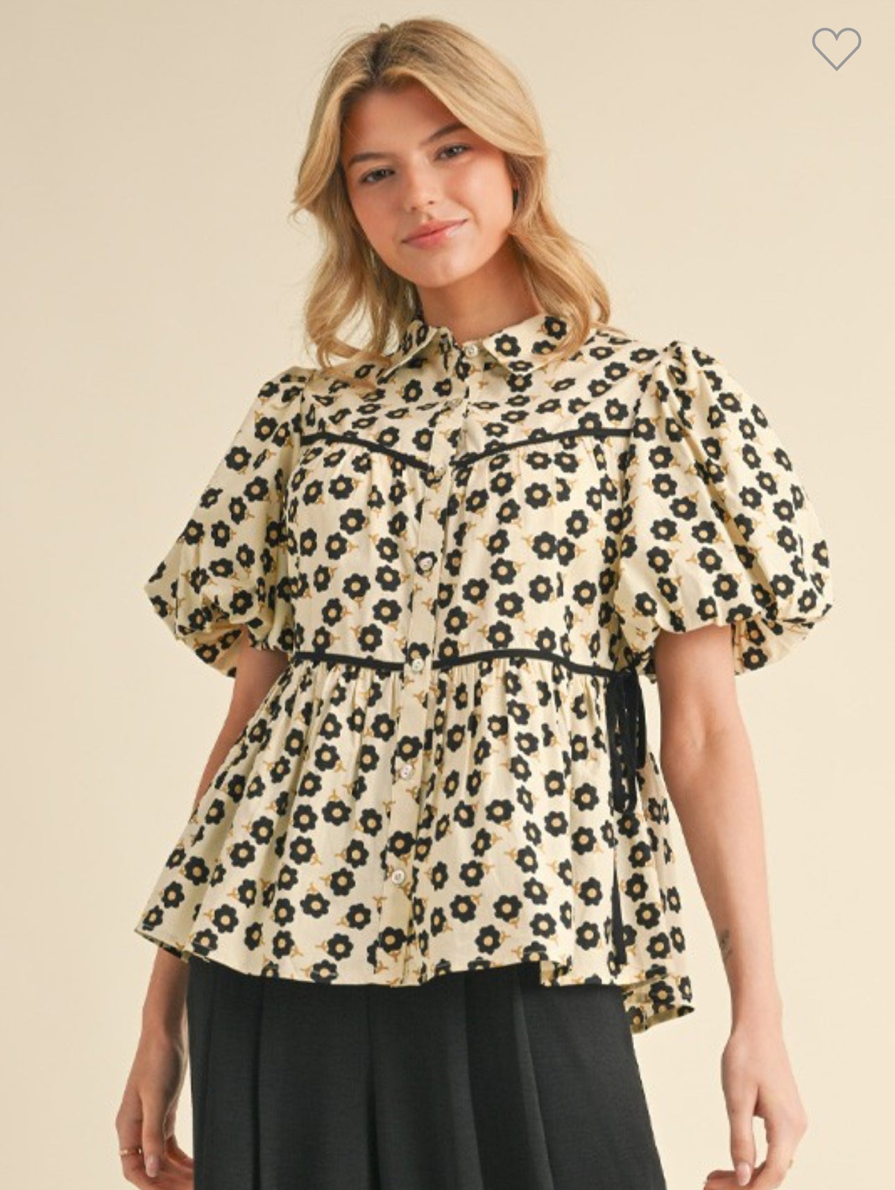 Floral puff sleeve top