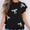 Black side bow sweater top