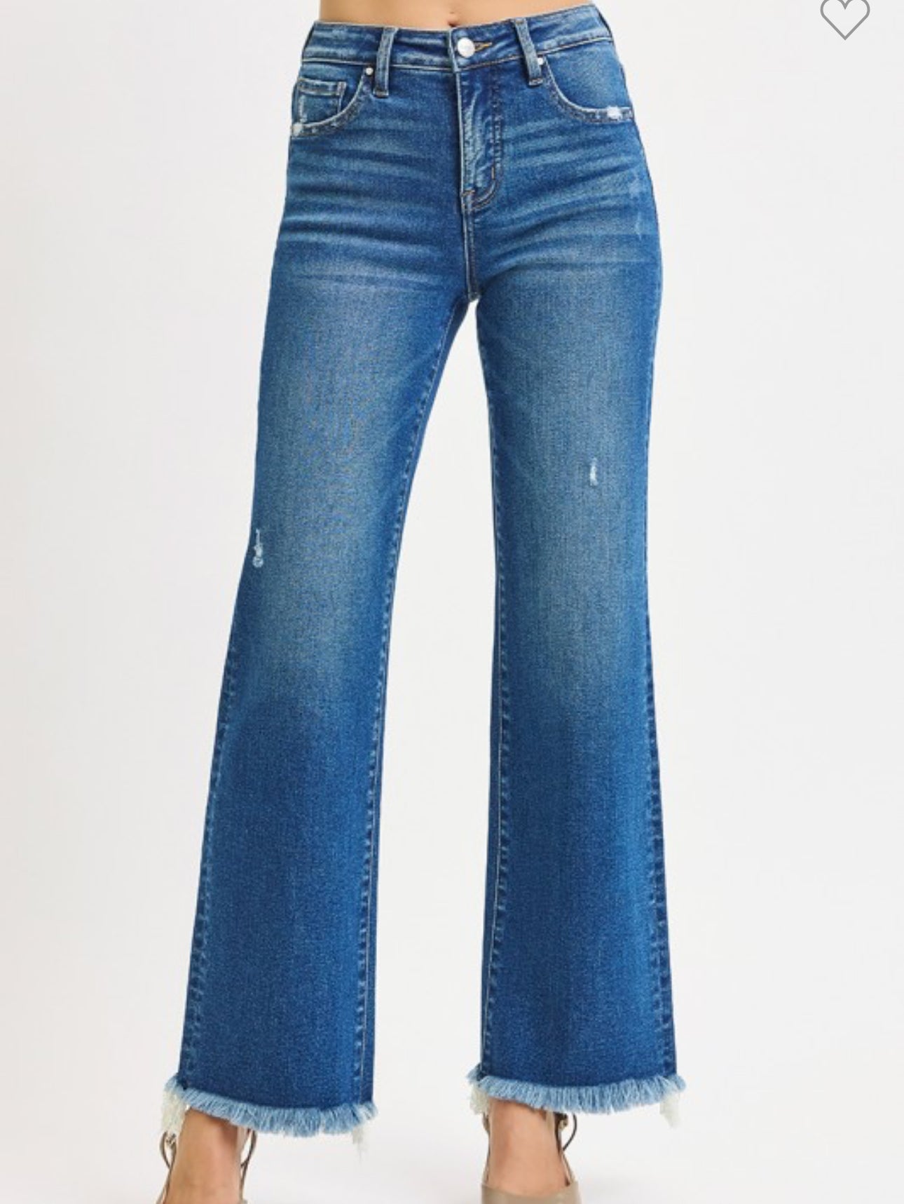 Tummy control mid rise ankle fray hem