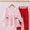 Pink gingham Santa applique girl set