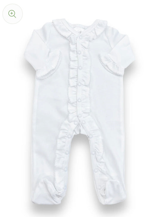 Ruffle footies - white - ADD EMBROIDERY