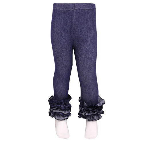 Denim Ruffle icing leggings