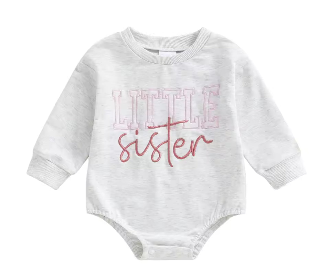 Little sister embroidered sweatshirt onesie