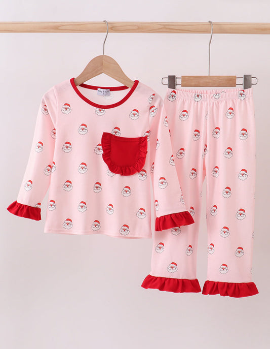 Pink Santa face pajama set