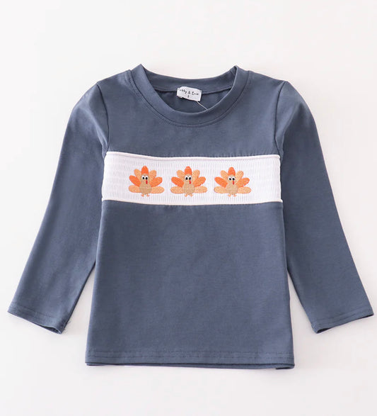 Boys turkey smocked top