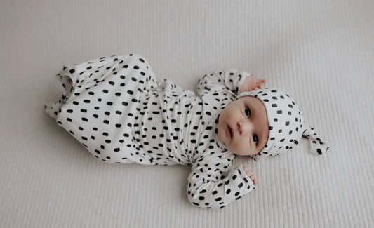 (Copy) Knot gown with hat/bow- polka dot (matches labor gown)