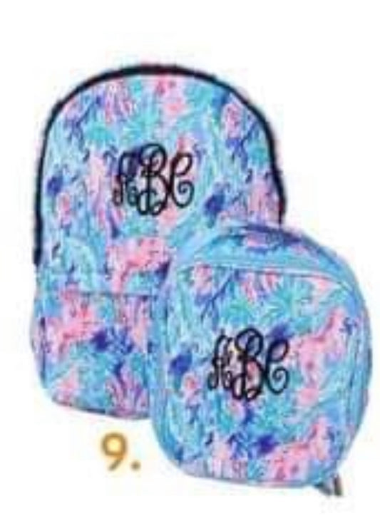 Blue Lilly backpack + lunch box- blank