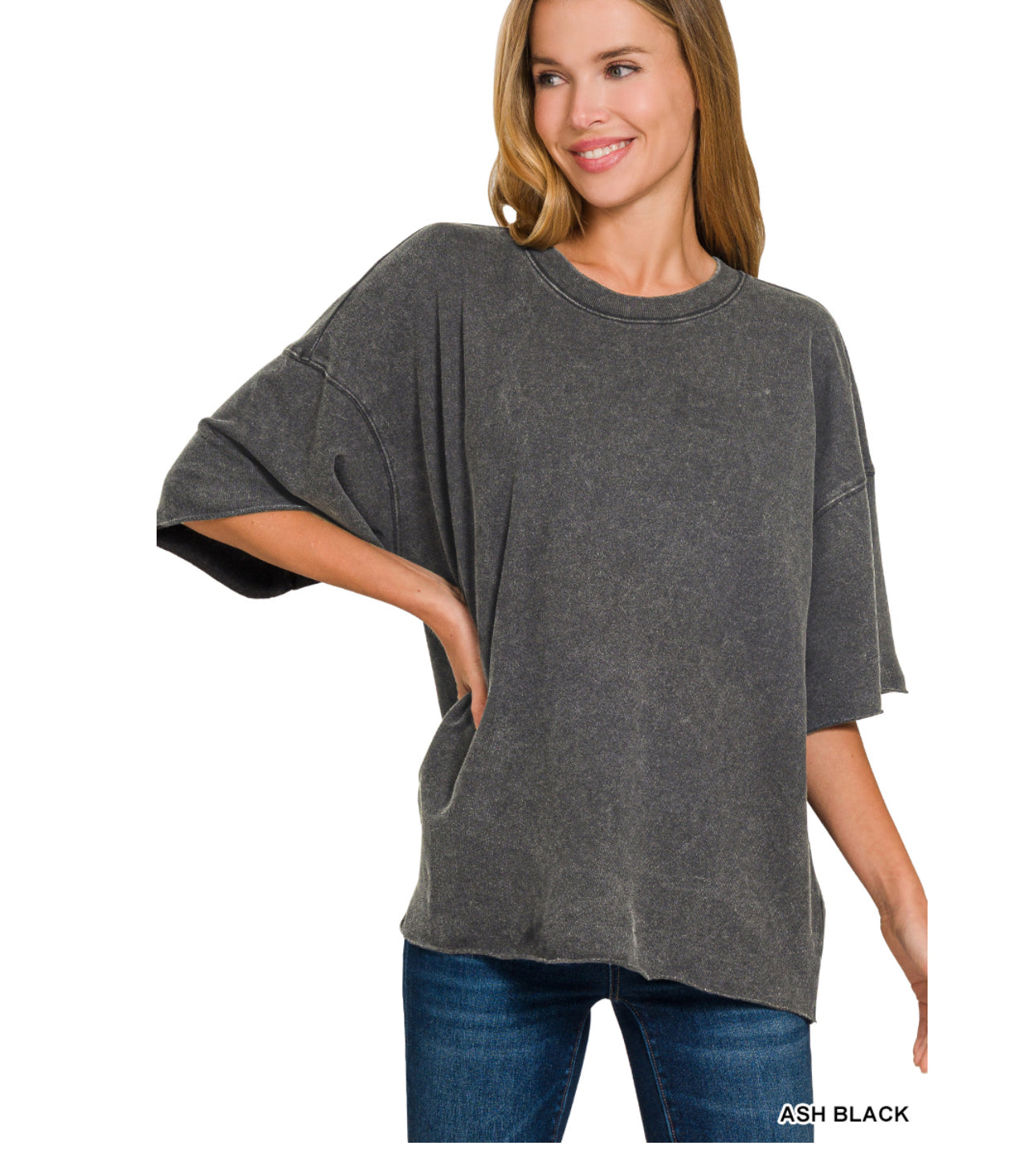 French Terry oversized top- black