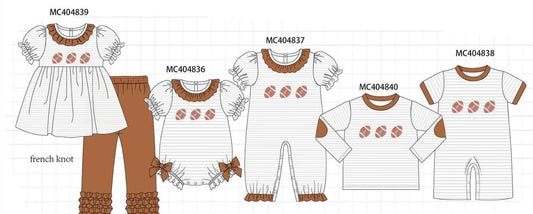 Girls French knot football romper
