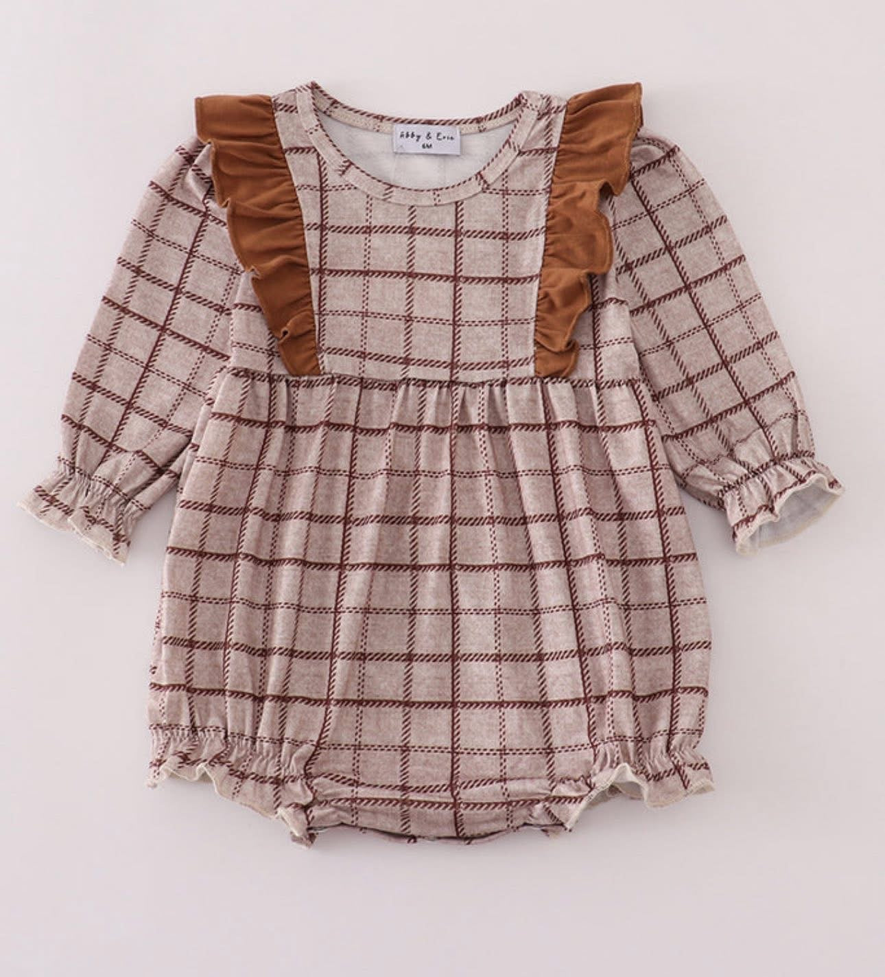 Brown plaid girl bubble