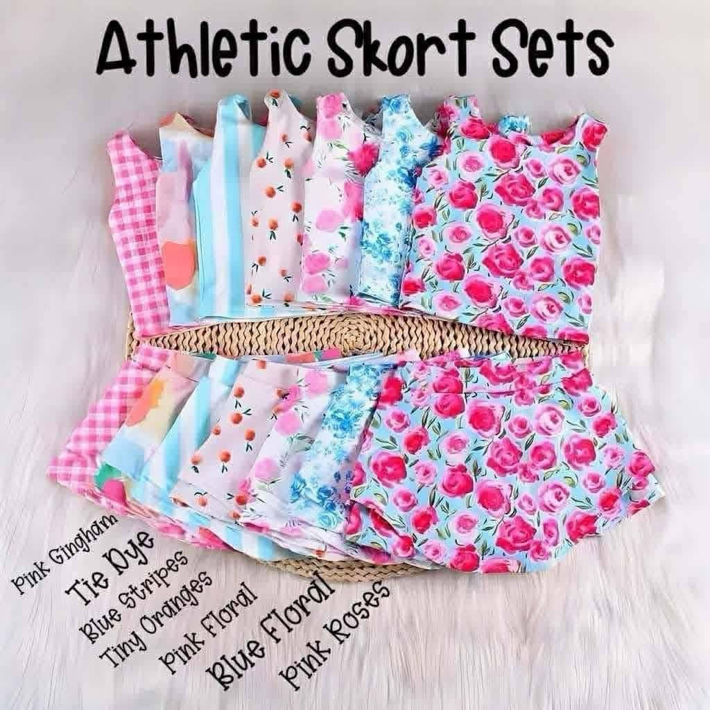 Pink gingham skort set