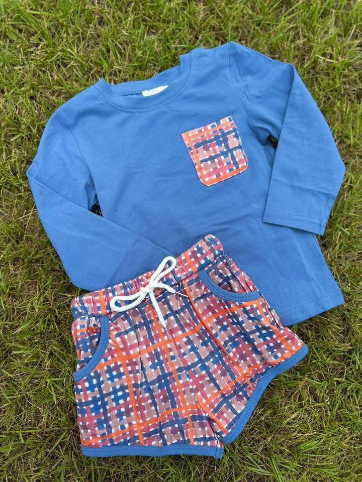 Boys long sleeve plaid set
