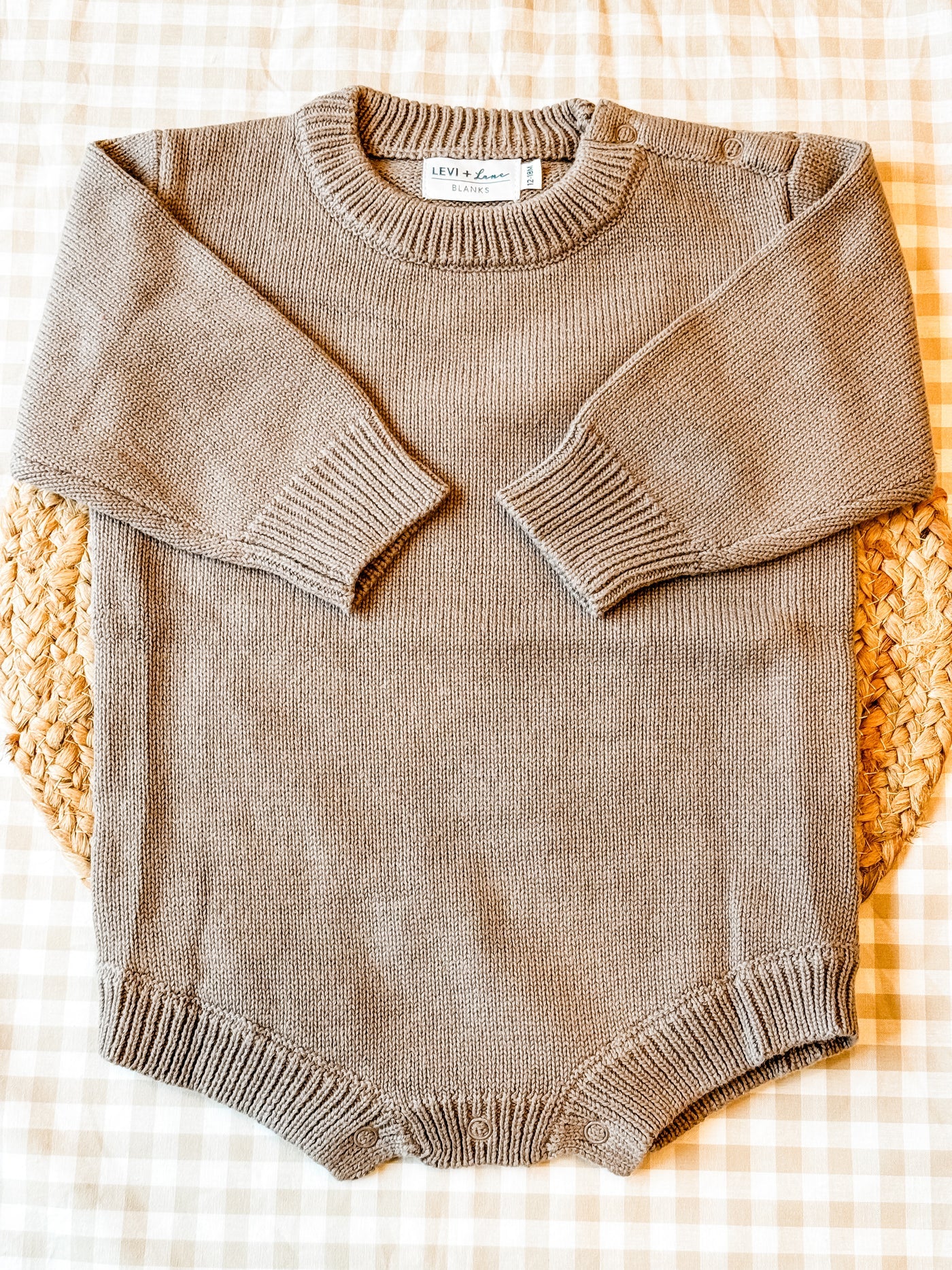Knit long sleeve romper - brown