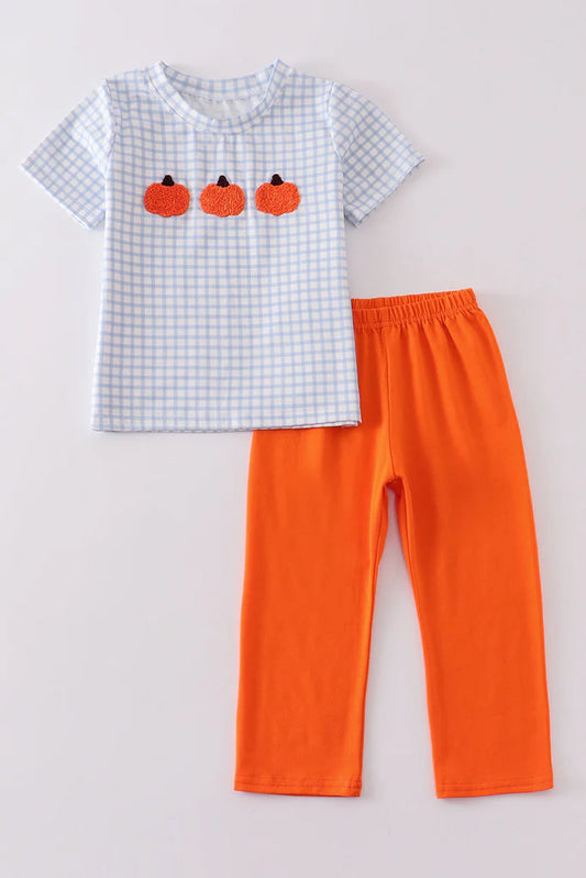 French knot pumpkin boys set