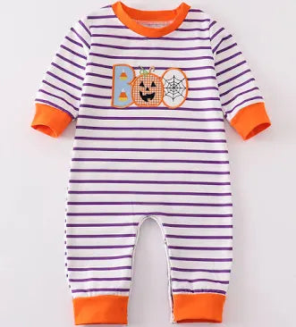Striped boo romper